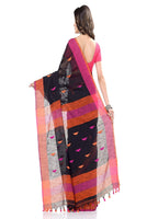 Piyari Fashion Handloom Black Cotton Saree | Grocsy