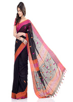 Piyari Fashion Handloom Black Cotton Saree | Grocsy