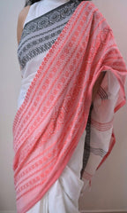 Piyari Fashion Handloom White Cotton Begampuri Saree | Grocsy