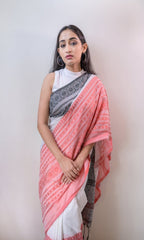 Piyari Fashion Handloom White Cotton Begampuri Saree | Grocsy