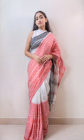 Piyari Fashion Handloom White Cotton Begampuri Saree | Grocsy