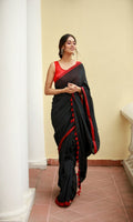 Piyari Fashion Handloom Black Cotton Saree | Grocsy