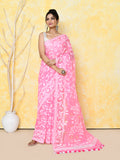 Piyari Fashion Women's Pink Cotton Silk Jamdani Saree | Grocsy