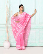 Piyari Fashion Women's Pink Cotton Silk Jamdani Saree | Grocsy