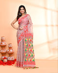 Piyari Fashion Women's Cane Beige Cotton Silk Jamdani Saree | Grocsy