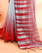 Piyari Fashion Women`s Cotton Silk Silver Handloom Saree With Blouse | Grocsy
