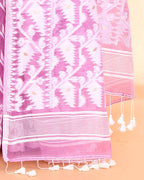 Piyari Fashion Women's Light Purple Cotton Silk Jamdani Saree | Grocsy