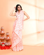 Piyari Fashion Women's Salmon Cotton Silk Jamdani Saree | Grocsy