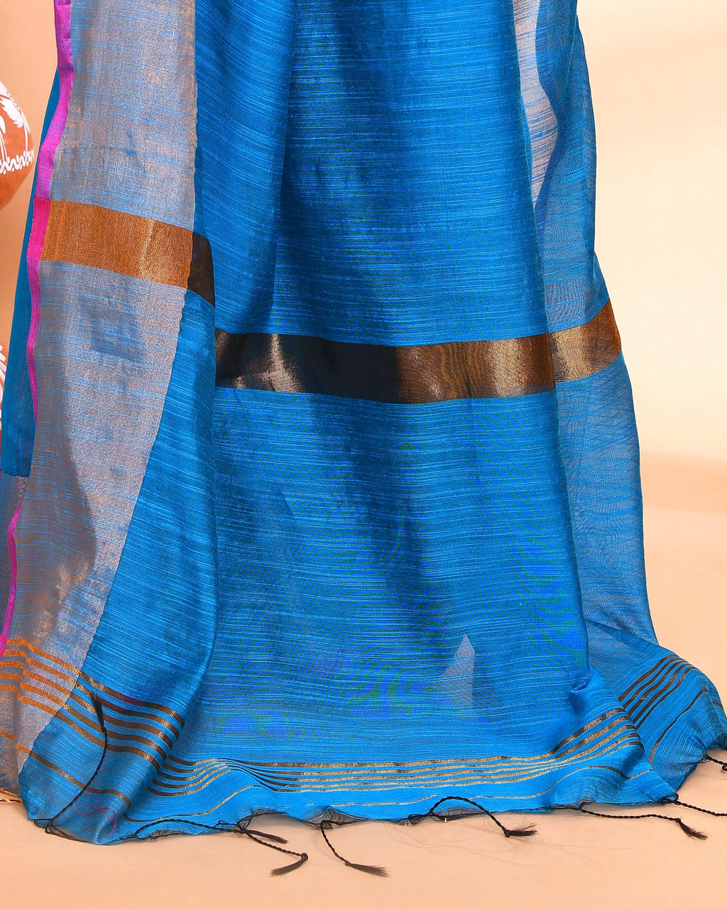 Piyari Fashion Women`s Cotton Silk Sky Blue Handloom Saree With Blouse | Grocsy
