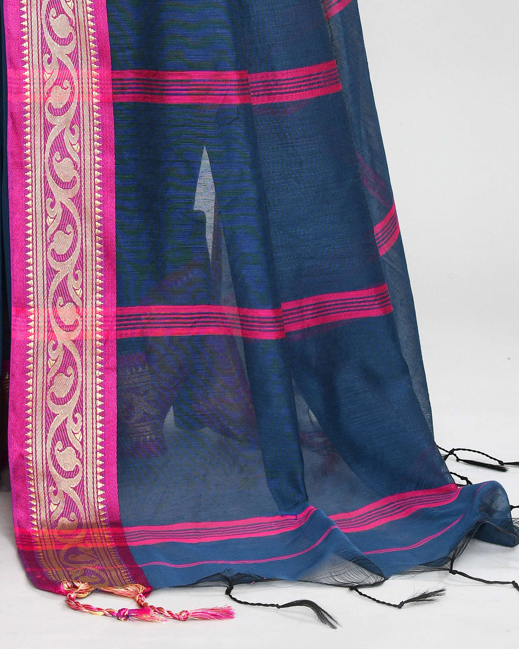 Piyari Fashion Women`s Cotton Silk Charcoal Handloom Saree With Blouse | Grocsy