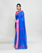 Piyari Fashion Women`s Cotton Silk Blue Handloom Saree With Blouse | Grocsy