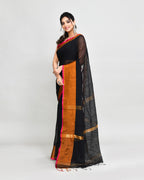 Piyari Fashion Women`s Cotton Silk Black Handloom Saree With Blouse | Grocsy