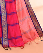 Piyari Fashion Women`s Cotton Silk Rose Handloom Saree With Blouse | Grocsy