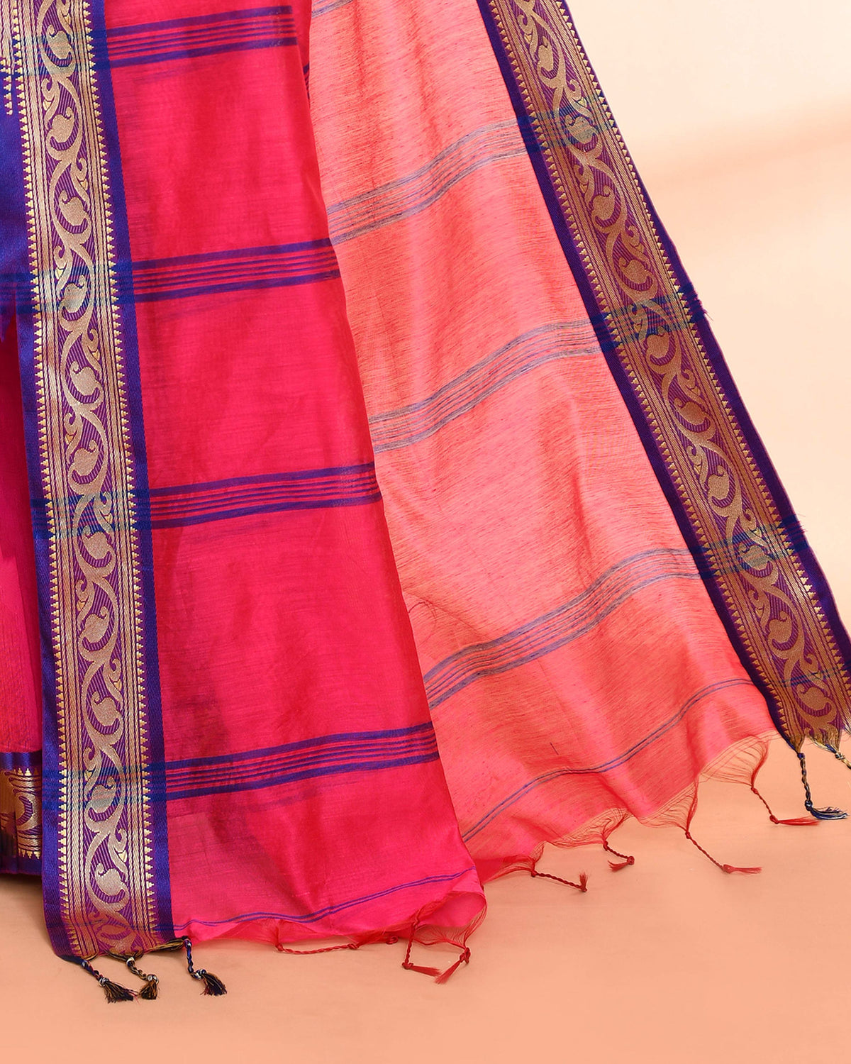 Piyari Fashion Women`s Cotton Silk Rose Handloom Saree With Blouse | Grocsy