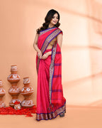 Piyari Fashion Women`s Cotton Silk Rose Handloom Saree With Blouse | Grocsy