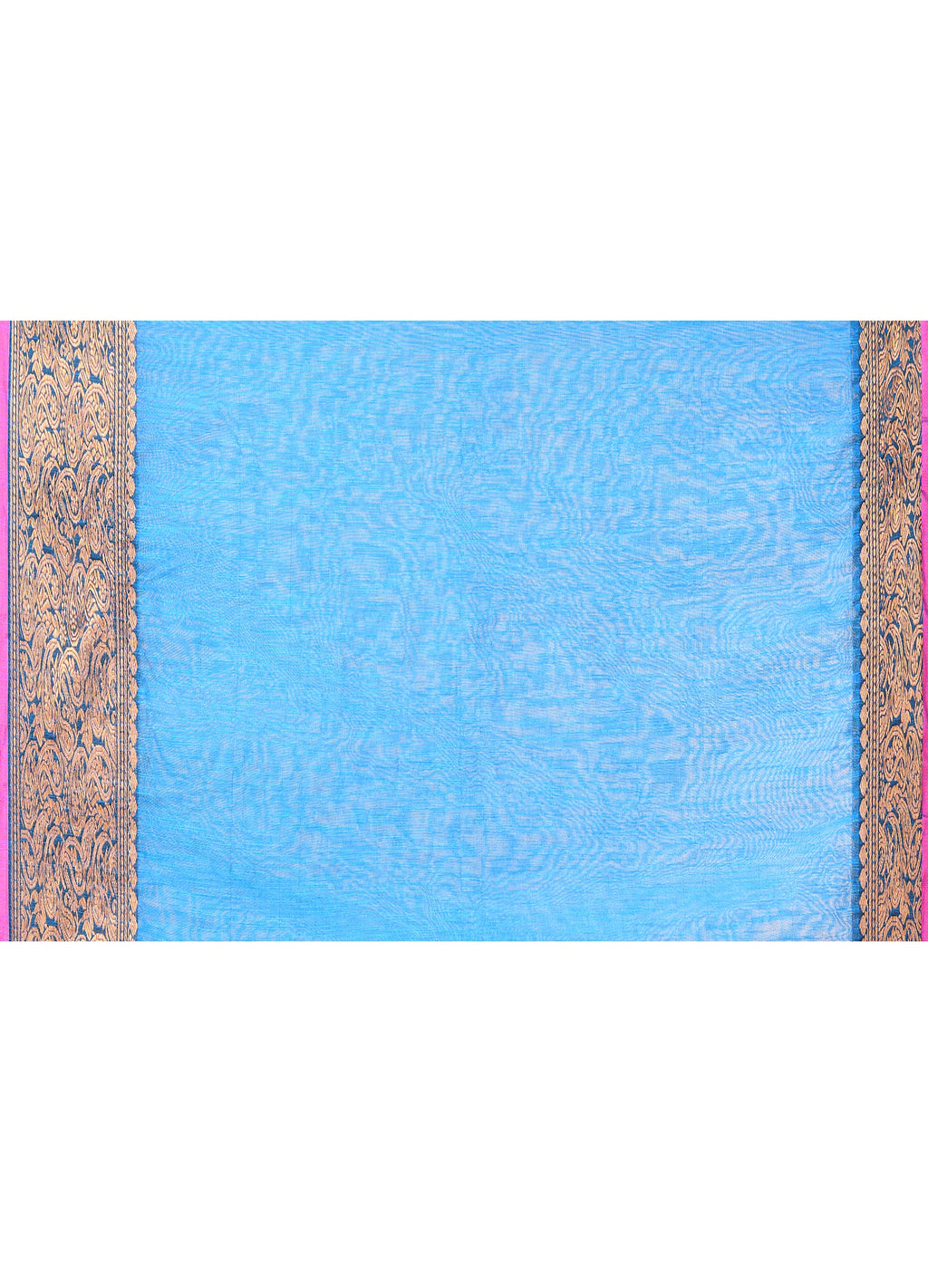 Piyari Fashion Women`s Cotton Blend Sky Blue Handloom Saree With Blouse | Grocsy
