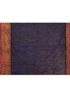 Piyari Fashion Women`s Cotton Blend Navy Blue Handloom Saree With Blouse | Grocsy