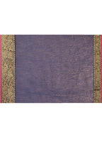 Piyari Fashion Women`s Cotton Blend Grey Handloom Saree With Blouse | Grocsy
