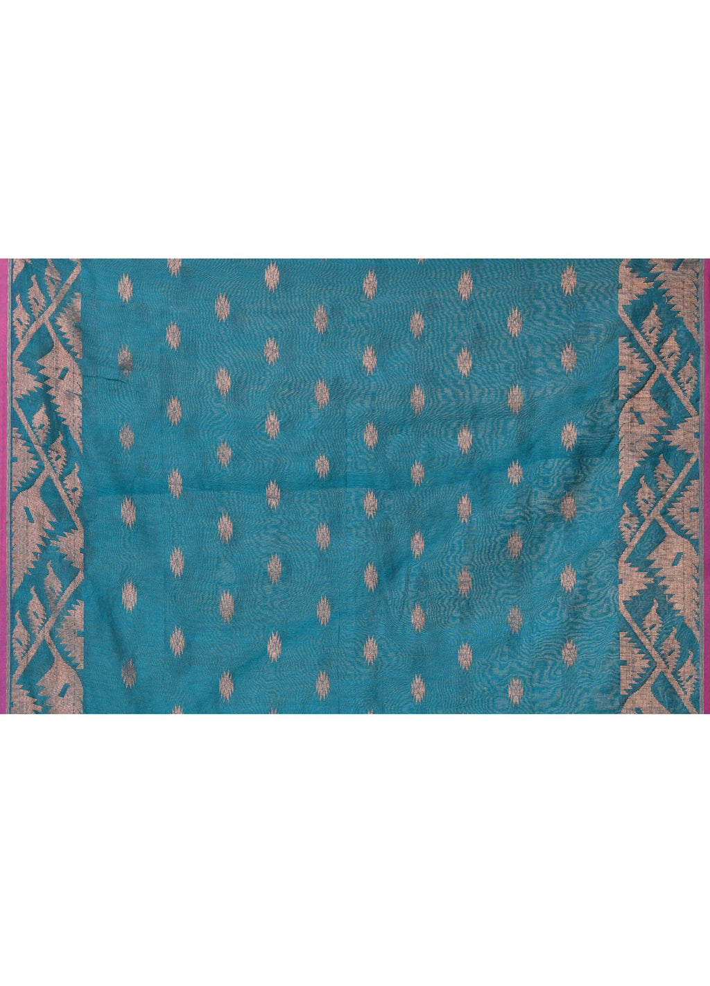 Piyari Fashion Women`s Cotton Blend Teal Handloom Saree With Blouse | Grocsy