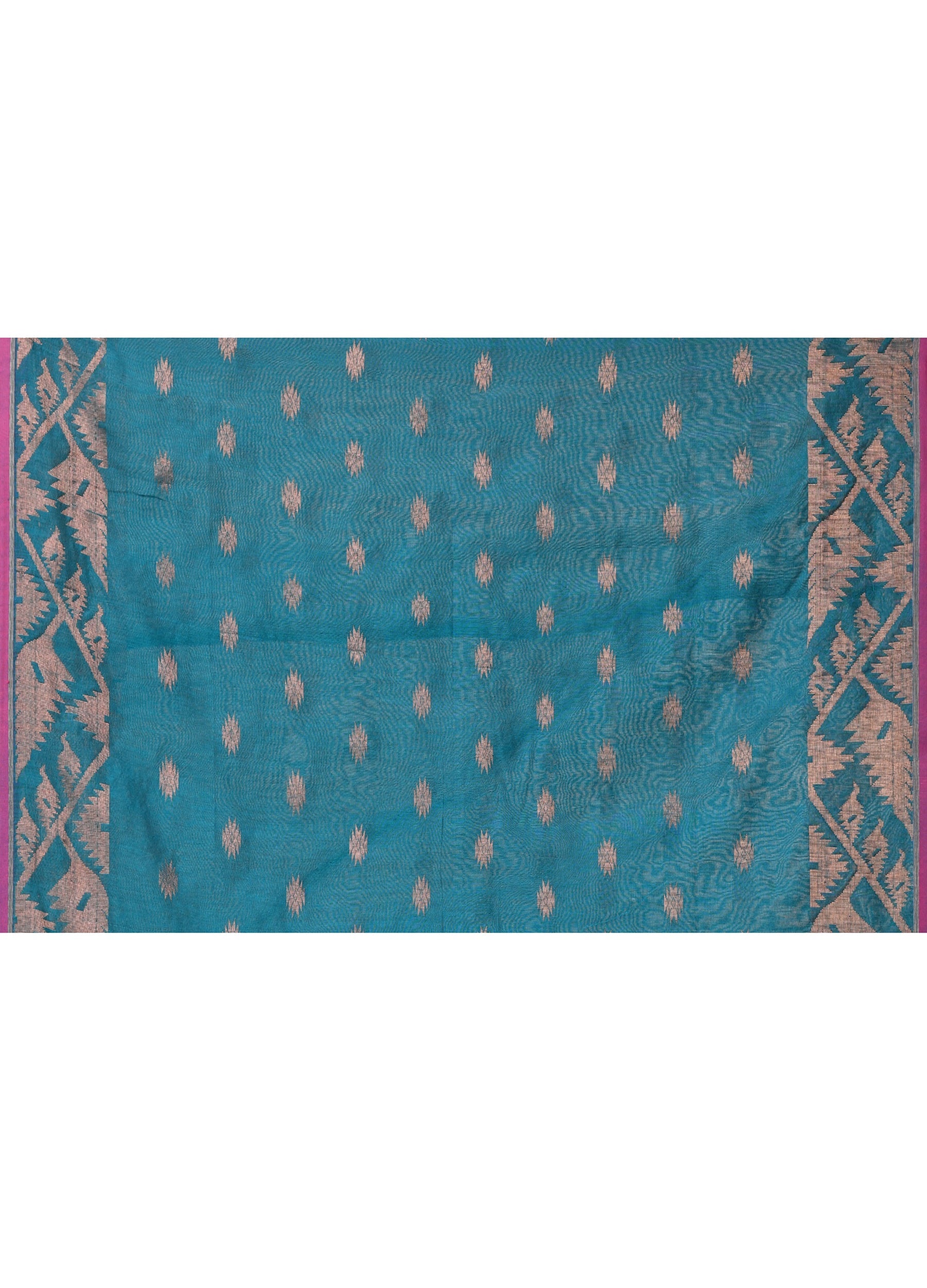 Piyari Fashion Women`s Cotton Blend Teal Handloom Saree With Blouse | Grocsy