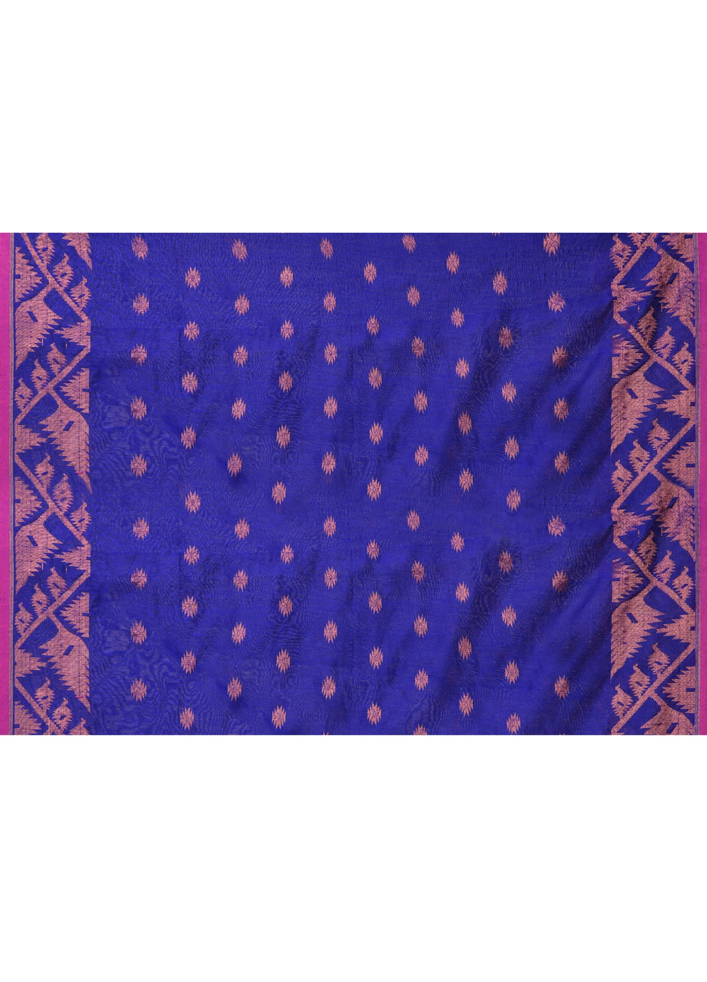 Piyari Fashion Women`s Cotton Blend Royel Blue Handloom Saree With Blouse | Grocsy