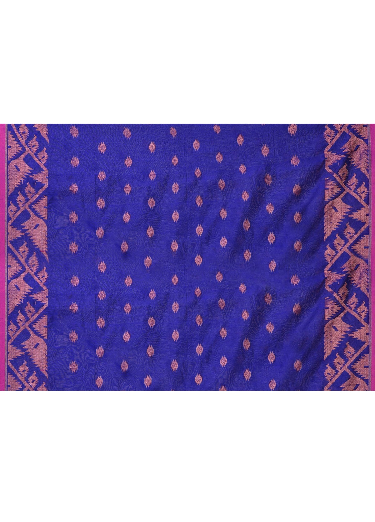 Piyari Fashion Women`s Cotton Blend Royel Blue Handloom Saree With Blouse | Grocsy