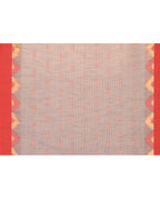 Piyari Fashion Women's Grey Cotton Blend Handloom Saree With Red Temple Border | Grocsy