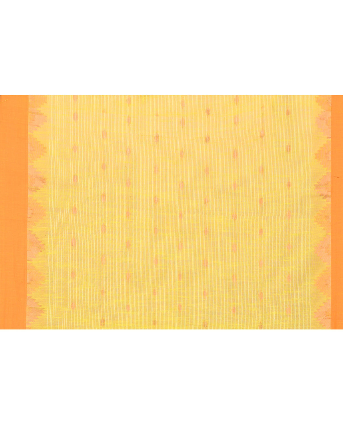 Piyari Fashion Women's Lime Yellow Cotton Blend Handloom Saree With Brown Temple Border | Grocsy