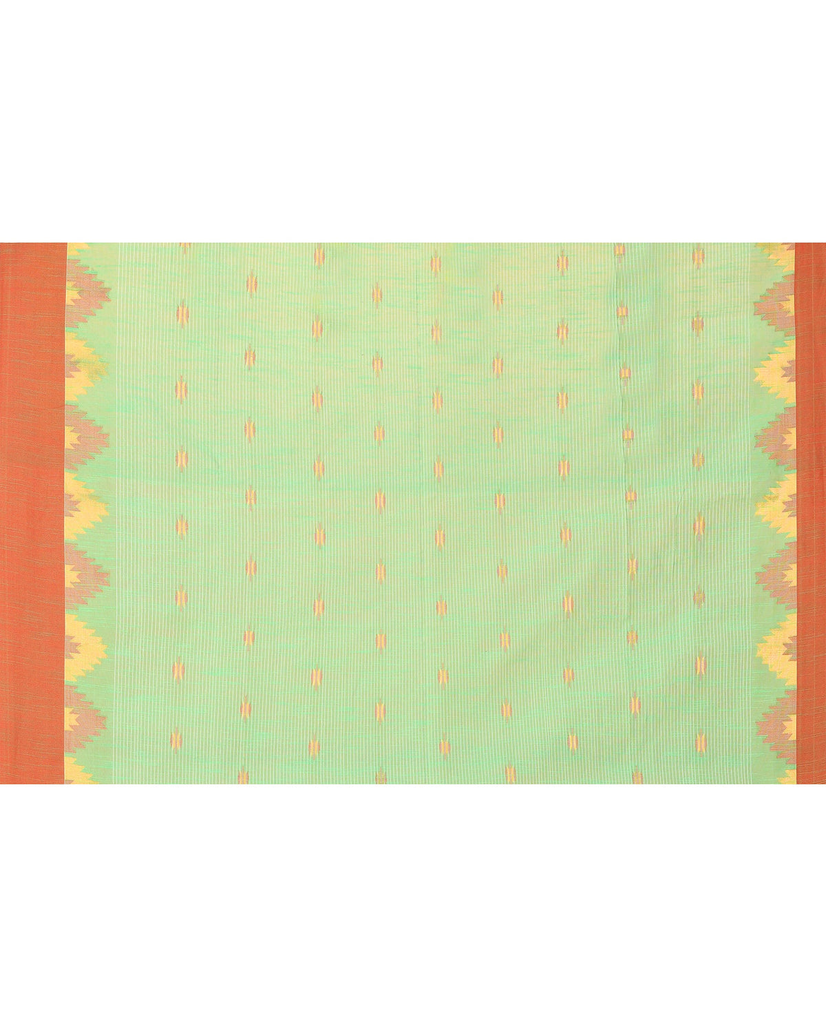 Piyari Fashion Women's Green Cotton Blend Handloom Saree With Red Temple Border | Grocsy