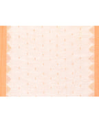 Piyari Fashion Women's White Cotton Blend Handloom Saree With Brown Temple Border | Grocsy