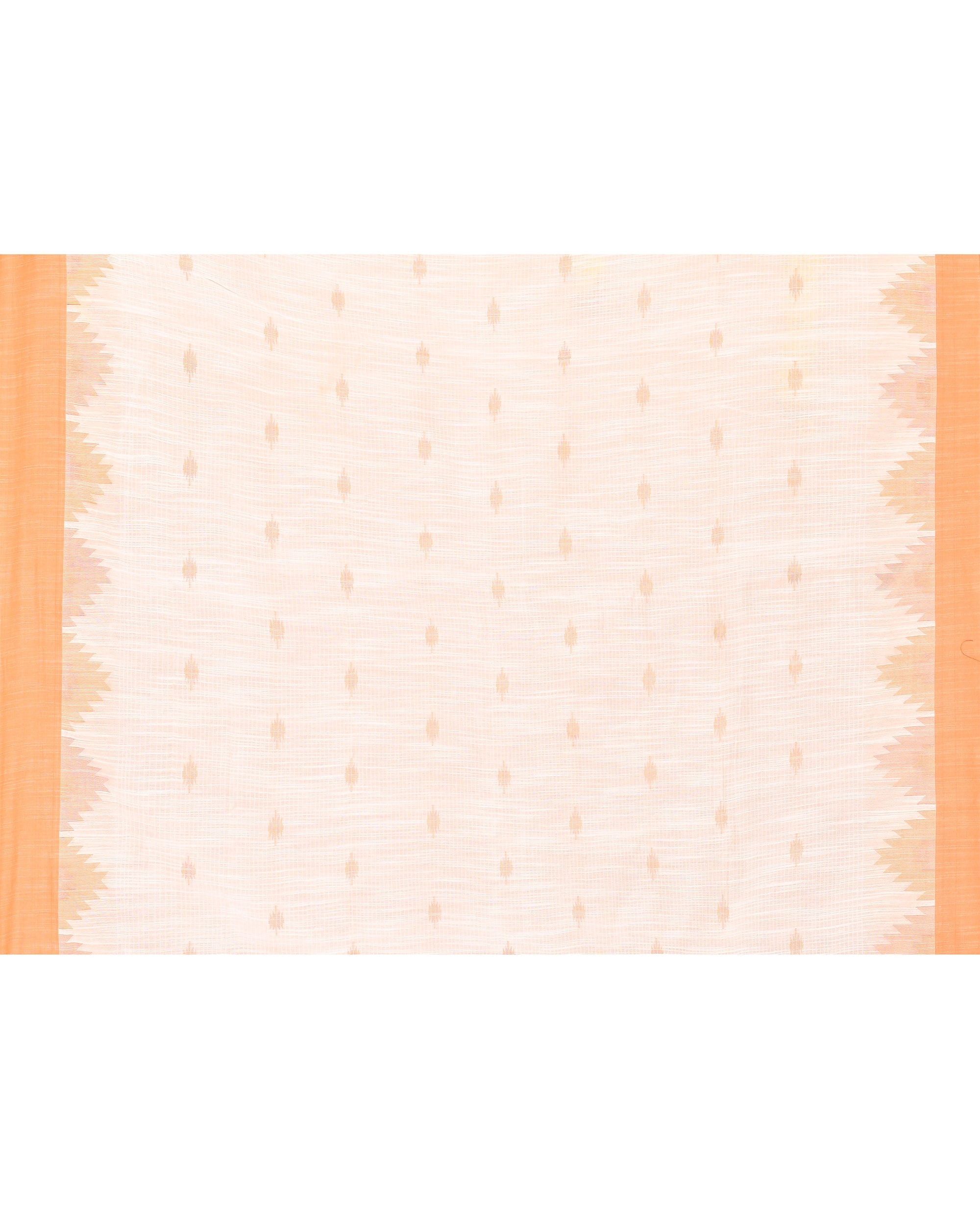 Piyari Fashion Women's White Cotton Blend Handloom Saree With Brown Temple Border | Grocsy