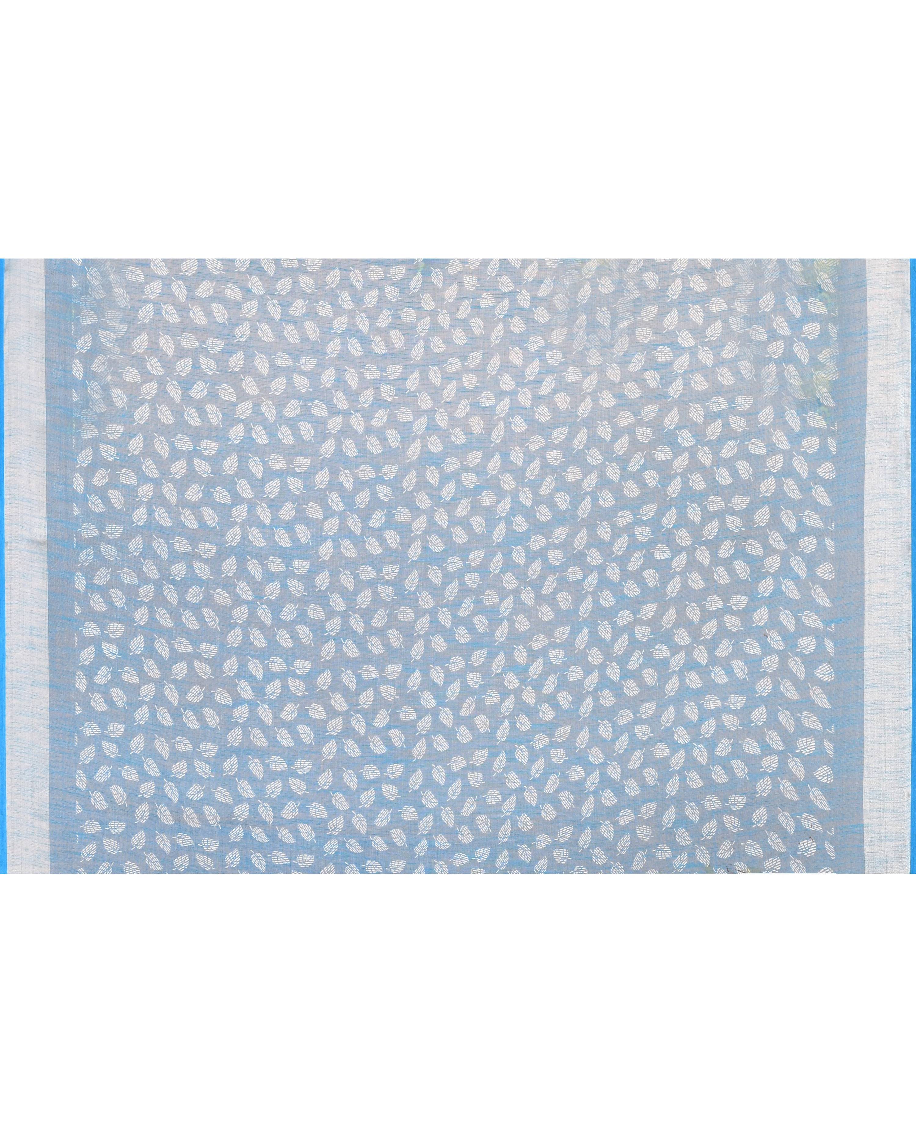 Piyari Fashion Women's Off White Printed Cotton Saree With Zari Border | Grocsy