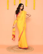 Piyari Fashion Soft Mul Cotton Yellow Jamdani Saree With Net Tassels | Grocsy