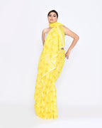 Piyari Fashion Women's Yellow Embellished Cotton Blend Jamdani Saree | Grocsy