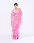 Piyari Fashion Women's Pink Embellished Cotton Blend Jamdani Saree | Grocsy