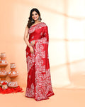 Piyari Fashion PIyari Fashion Maroon Printed Saree With Blouse | Grocsy
