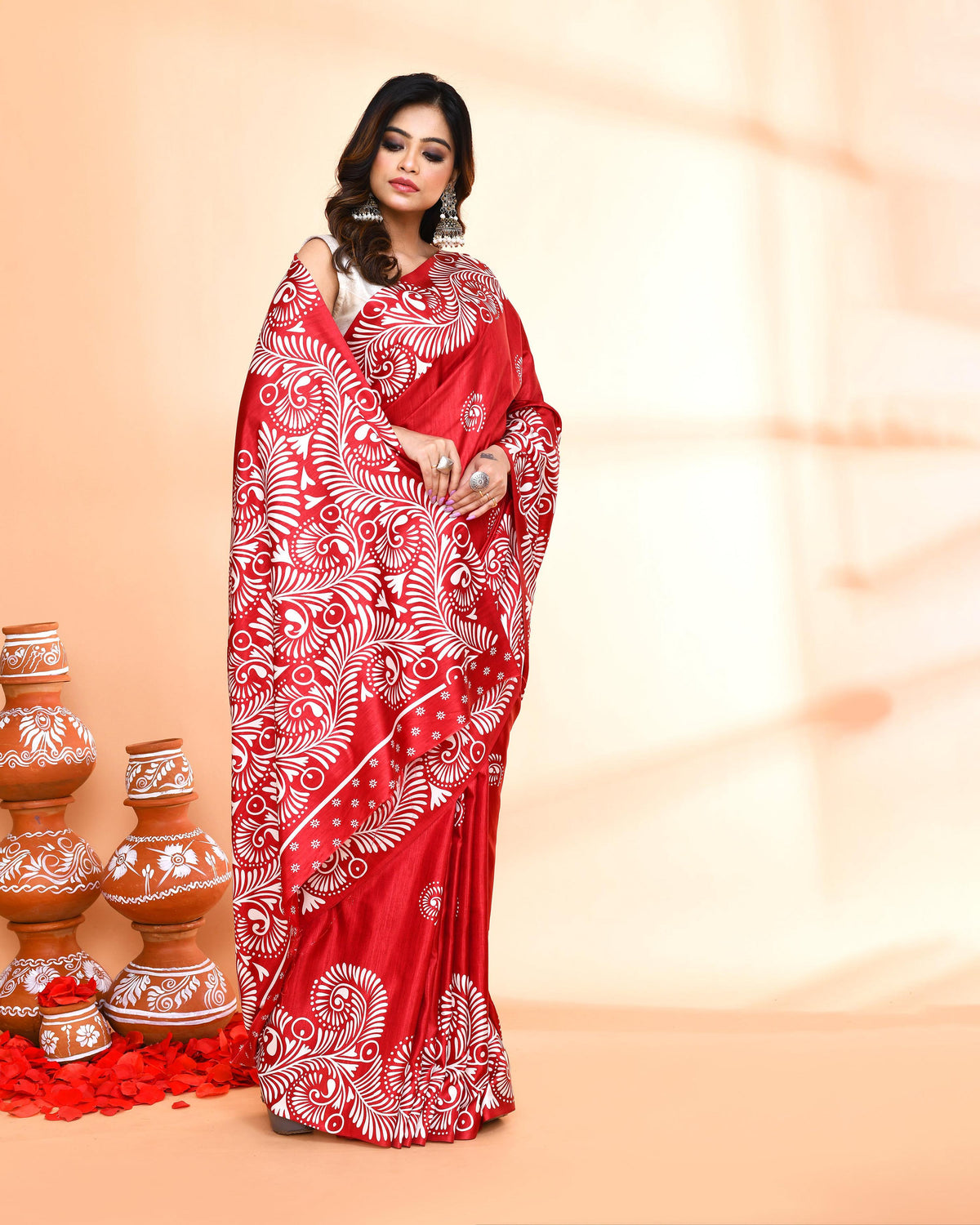 Piyari Fashion PIyari Fashion Maroon Printed Saree With Blouse | Grocsy