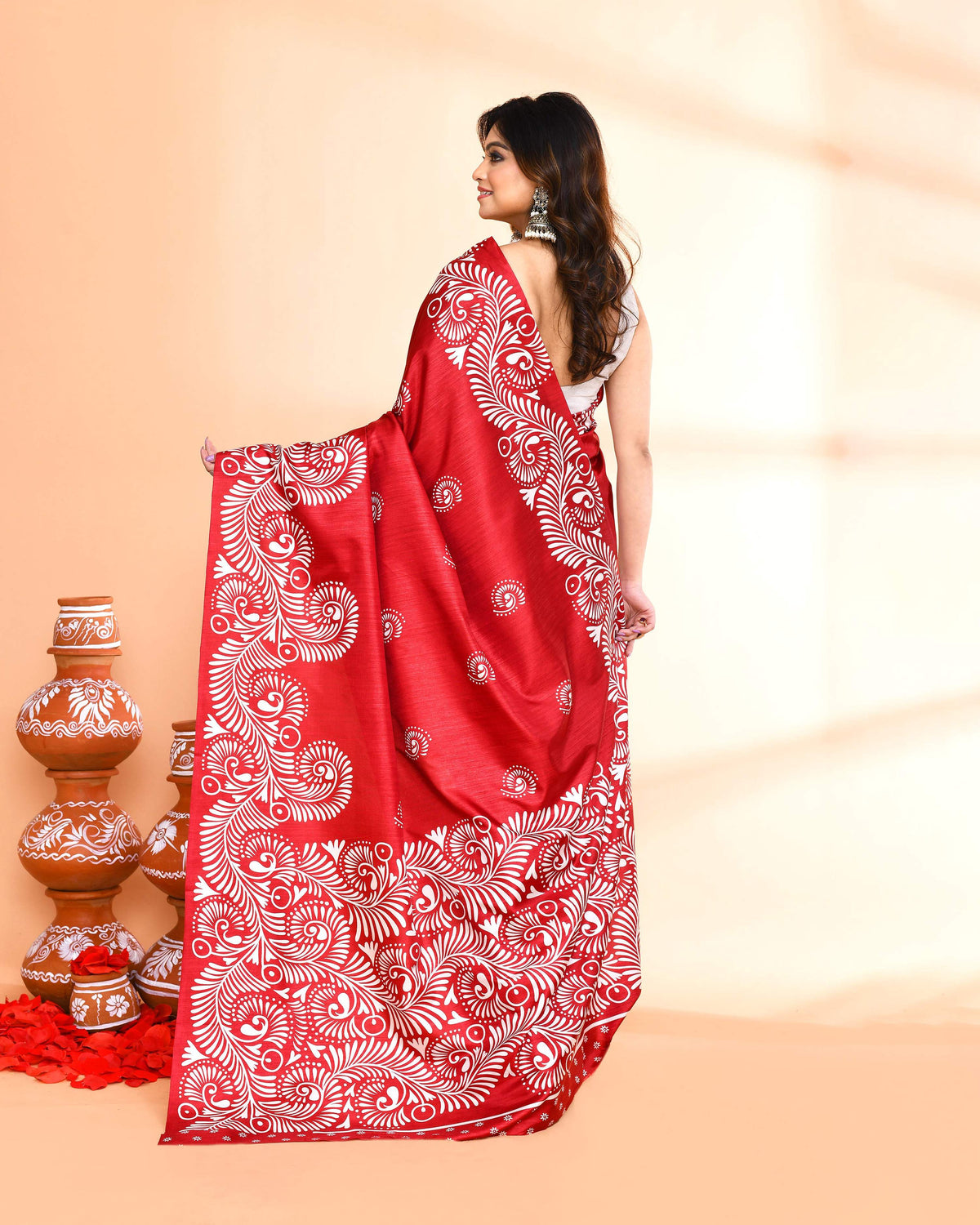 Piyari Fashion PIyari Fashion Maroon Printed Saree With Blouse | Grocsy