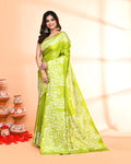 Piyari Fashion PIyari Fashion Olive Printed Saree With Blouse | Grocsy