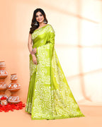 Piyari Fashion PIyari Fashion Olive Printed Saree With Blouse | Grocsy