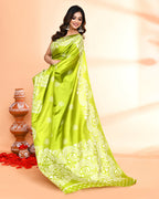 Piyari Fashion PIyari Fashion Olive Printed Saree With Blouse | Grocsy