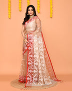 Piyari Fashion Women's Tan Resham Silk Jamdani Saree | Grocsy