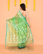 Piyari Fashion Women's Green Resham Silk Jamdani Saree | Grocsy