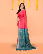 Piyari Fashion Women's Handloom Rani Blend Silk Saree With Zari Border | Grocsy