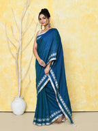 Piyari Fashion Women's Love Border Navy Blue Tissue Saree With Blouse Piece | Grocsy