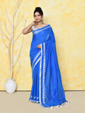 Piyari Fashion Women's Love Border Turquoise Blue Tissue Saree With Blouse Piece | Grocsy