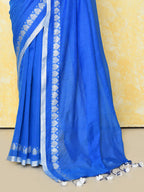 Piyari Fashion Women's Love Border Turquoise Blue Tissue Saree With Blouse Piece | Grocsy