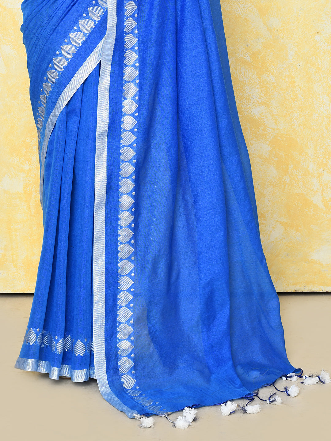 Piyari Fashion Women's Love Border Turquoise Blue Tissue Saree With Blouse Piece | Grocsy