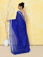 Piyari Fashion Women's Love Border Royal Blue Tissue Saree With Blouse Piece | Grocsy