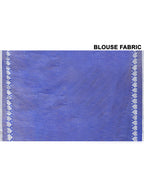 Piyari Fashion Women's Love Border Royal Blue Tissue Saree With Blouse Piece | Grocsy